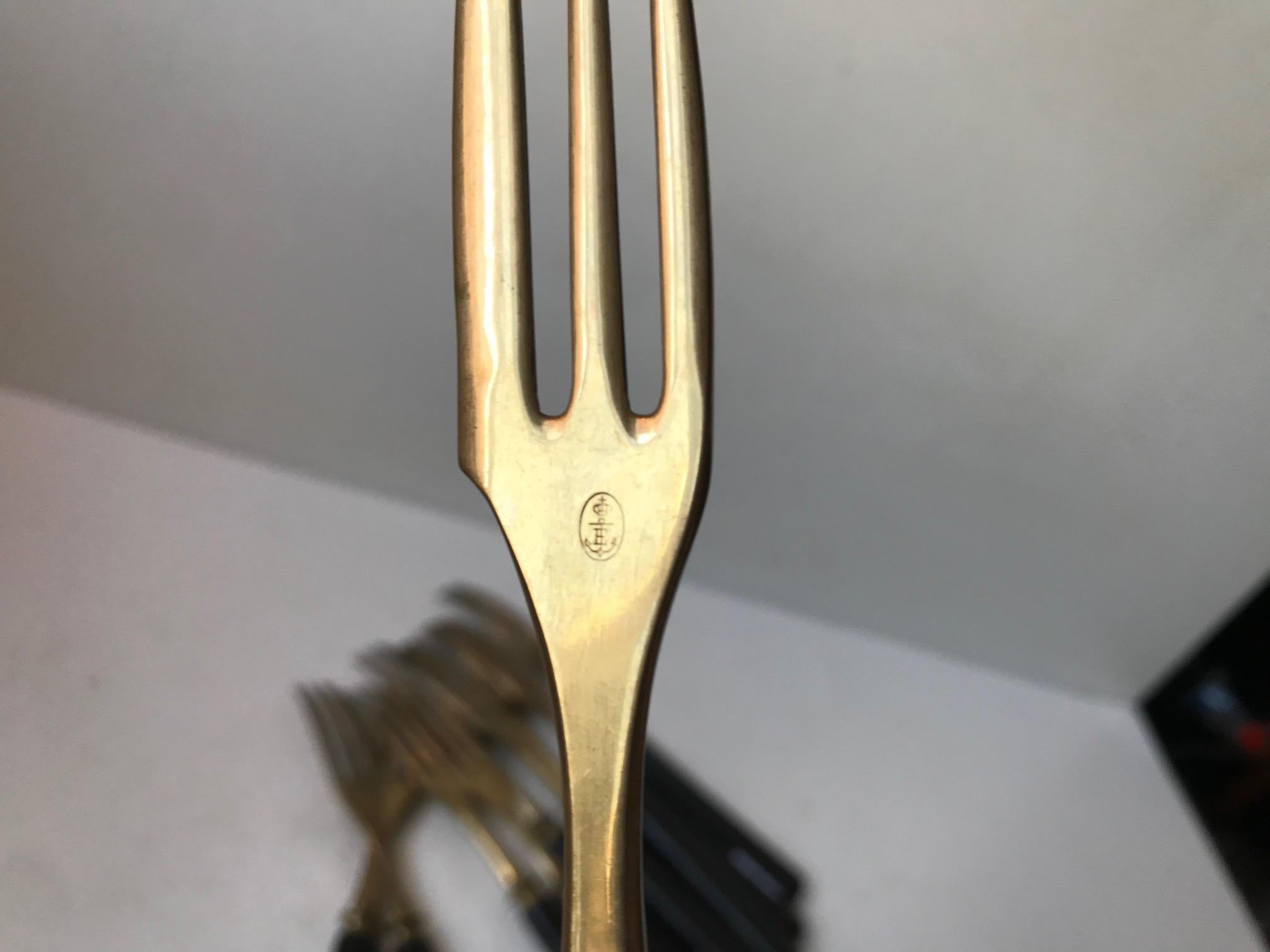 Swedish Vintage Hybrid Fork-Knives in Brass and Resin, Eskildtuna, 1950s For Sale