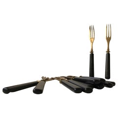 Used Hybrid Fork-Knives in Brass and Resin, Eskildtuna, 1950s