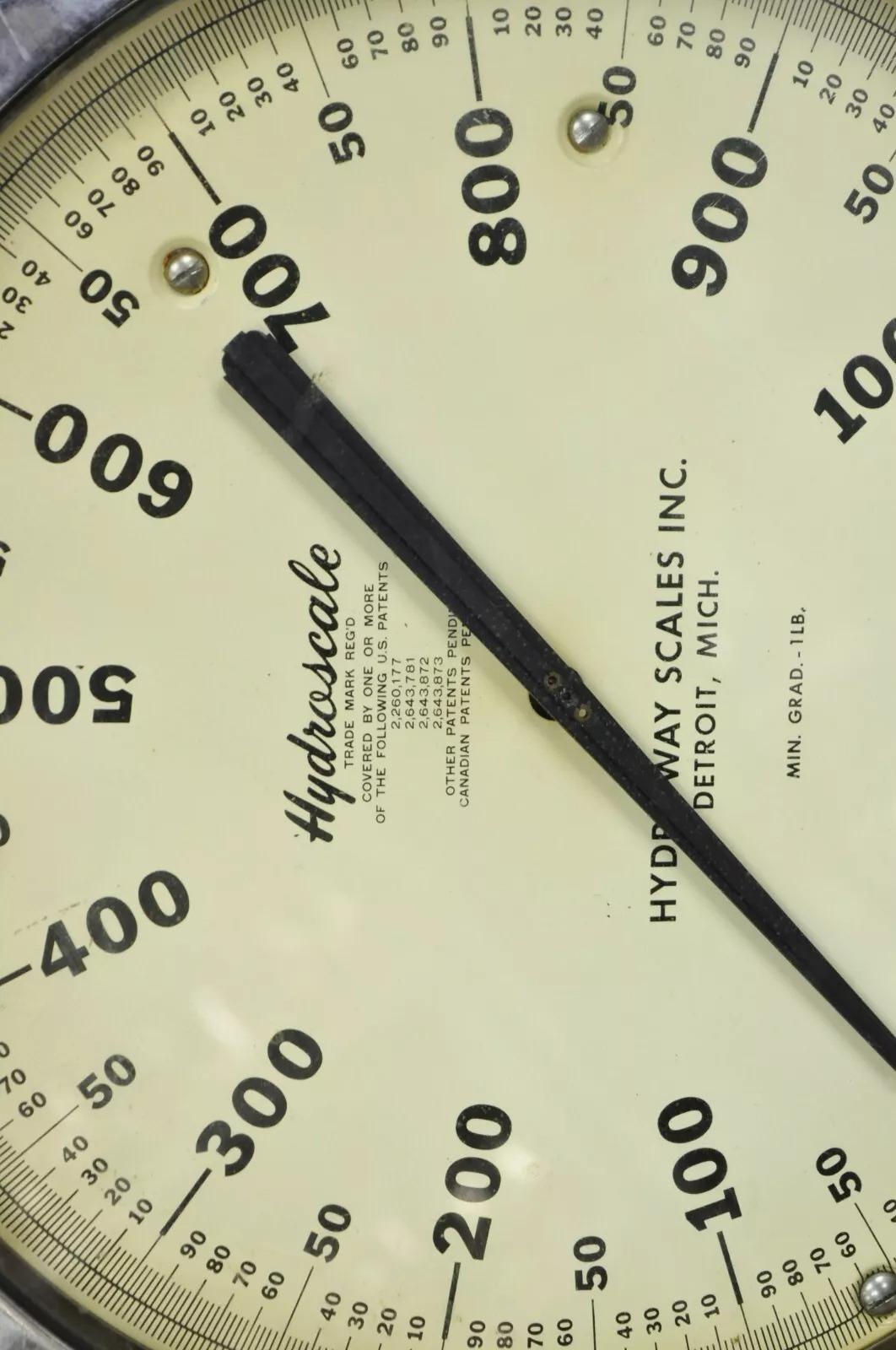 Vintage Hydroway Scales Inc, HydroScale 1000 Pound Crane Weigh Scale For Sale 6