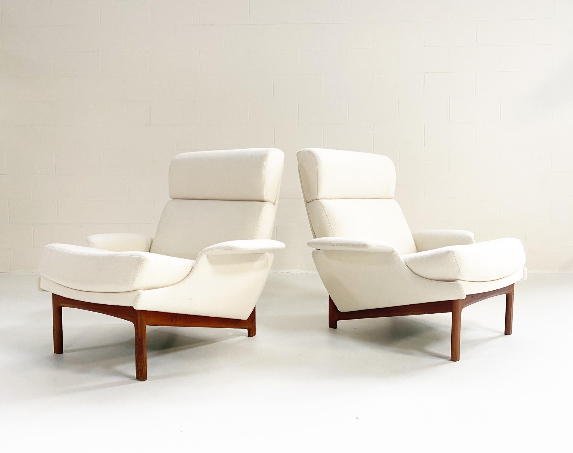 Vintage Ib Kofod-Larsen Adam Chairs in Wool Felt, Pair 4