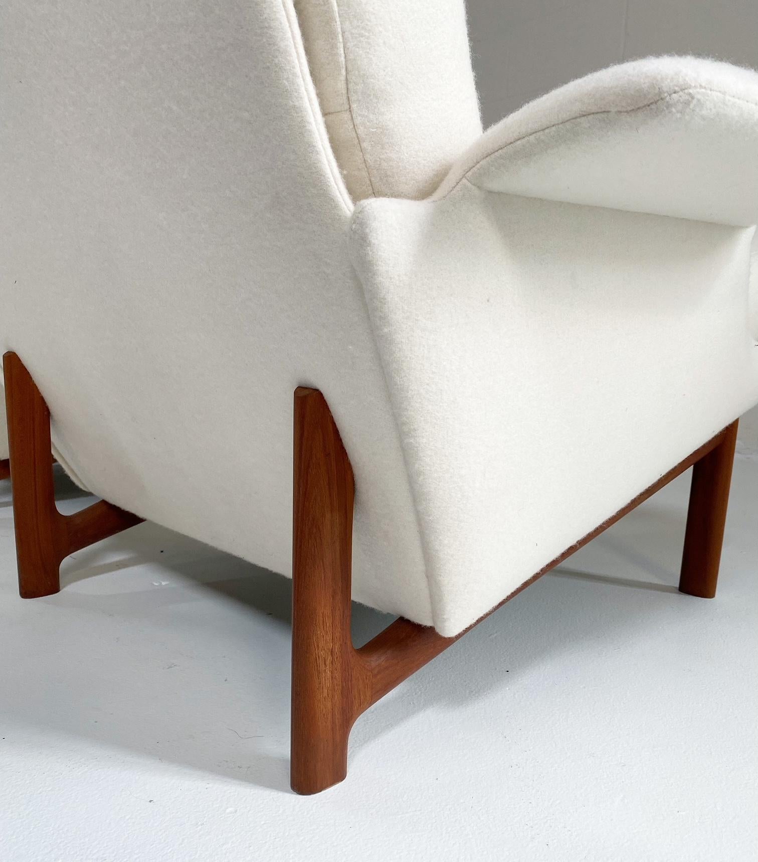 Mid-20th Century Vintage Ib Kofod-Larsen Adam Chairs in Wool Felt, Pair