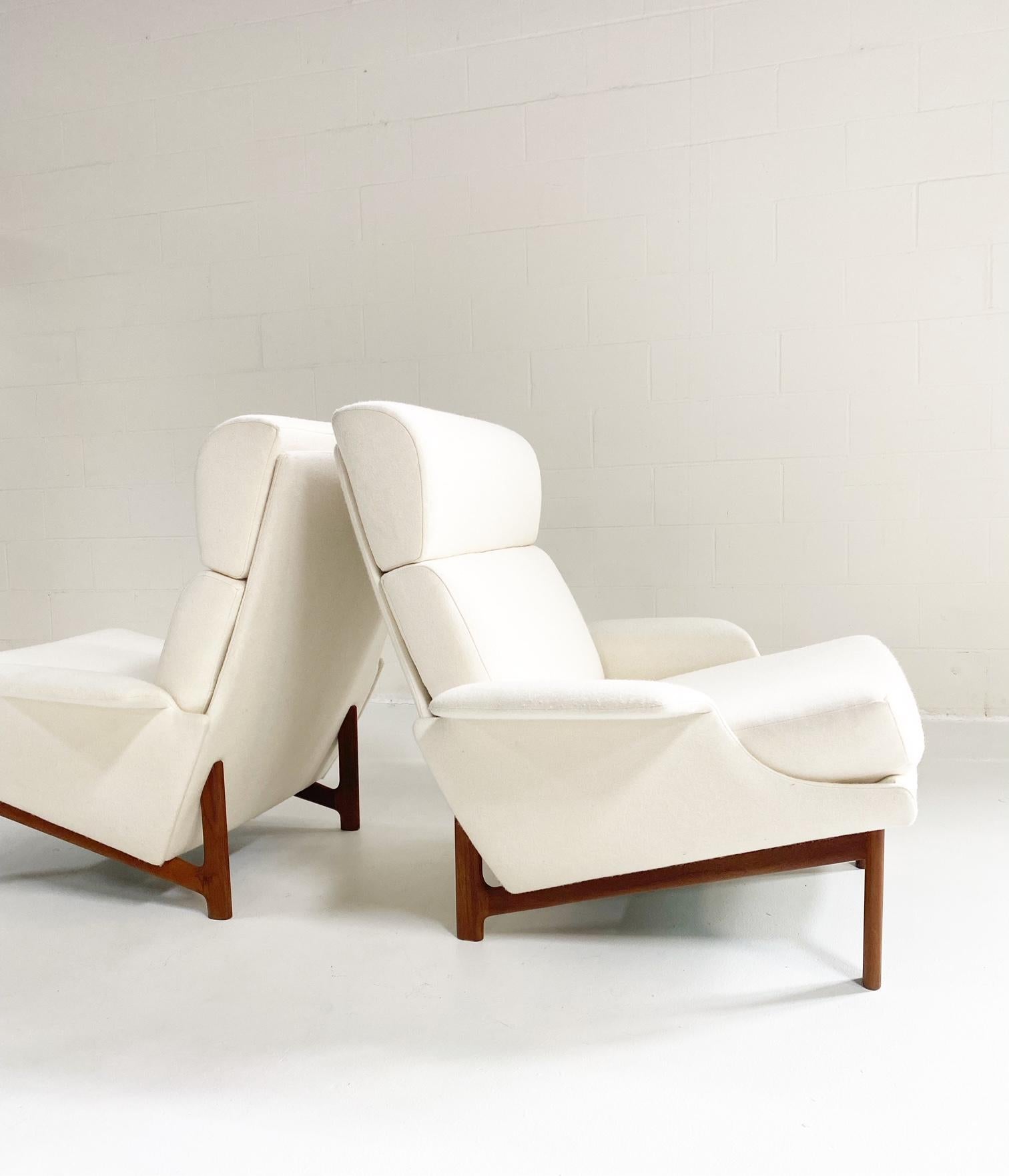 Vintage Ib Kofod-Larsen Adam Chairs in Wool Felt, Pair 1