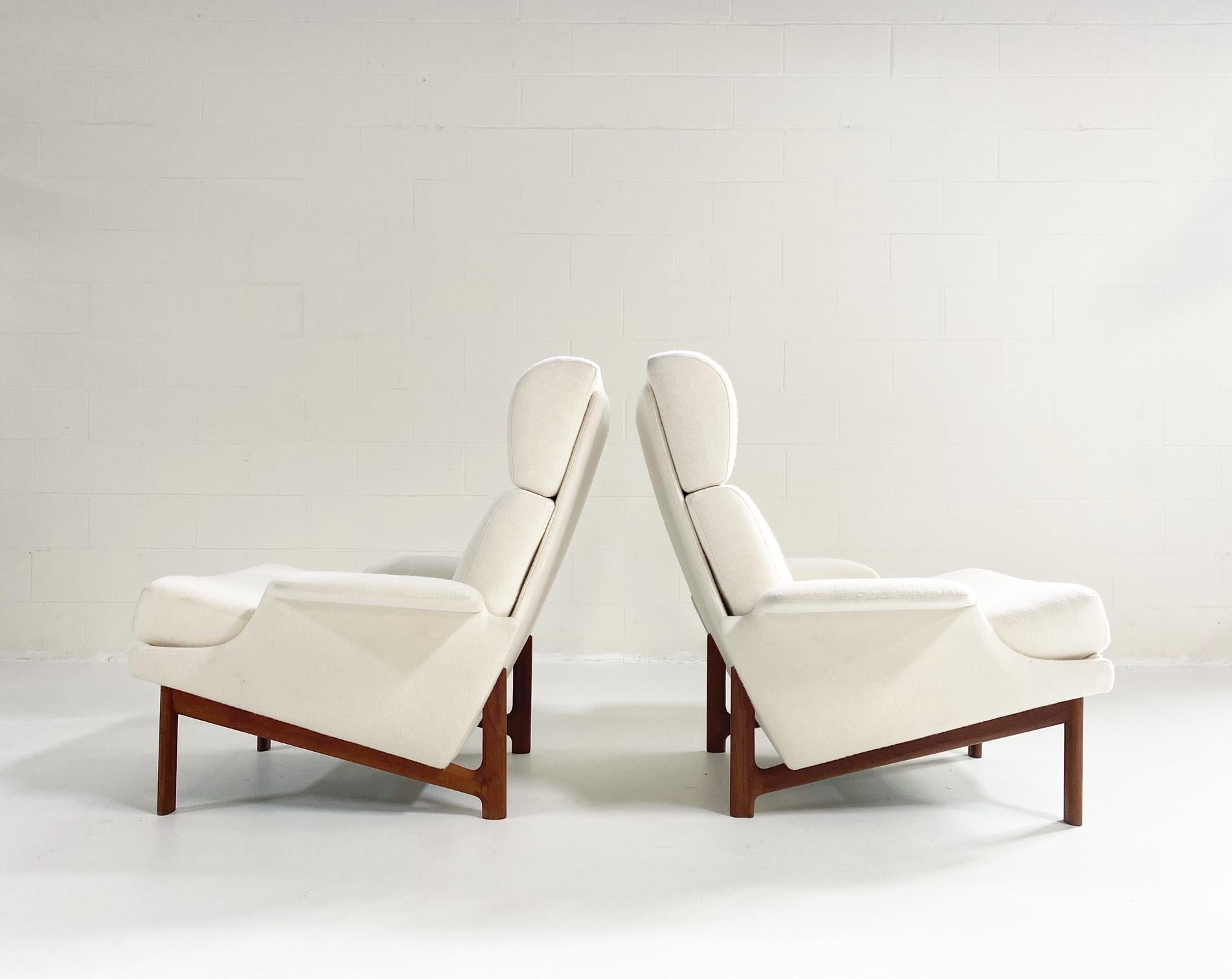 Vintage Ib Kofod-Larsen Adam Chairs in Wool Felt, Pair 2