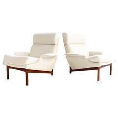 Vintage Ib Kofod-Larsen Adam Chairs in Wool Felt, Pair