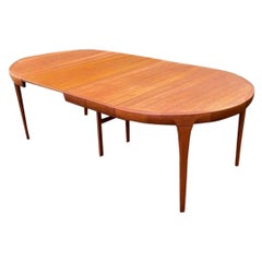 Vintage Ib Kofod Larsen Danish Mid-Century Teak Round to Oval Dining Table