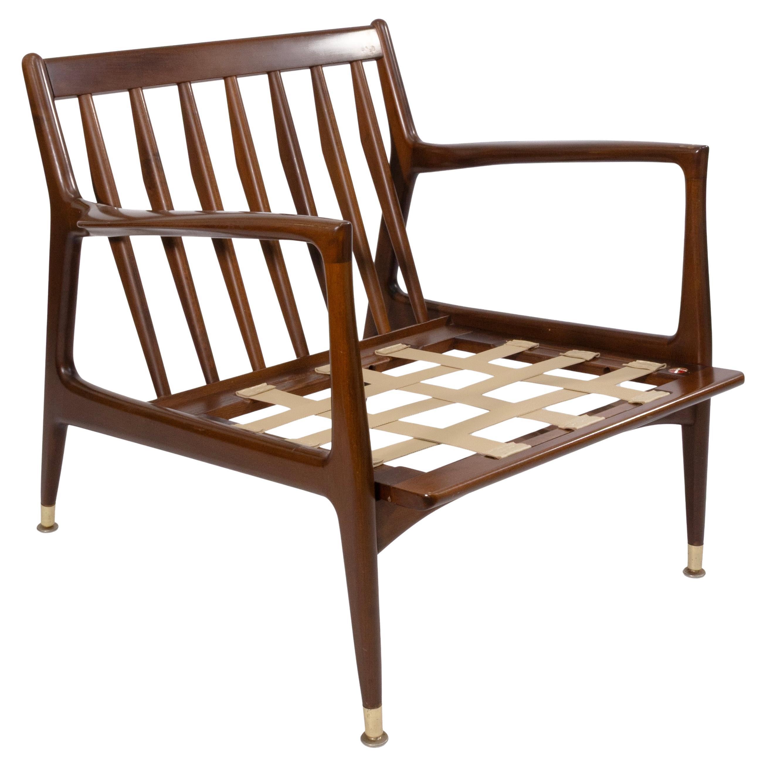 Vintage Ib Kofod Larson For Selig Modern Danish Walnut Lounge Chair