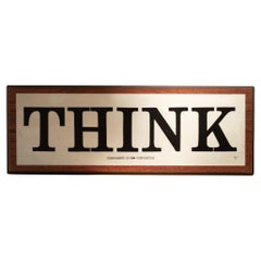 Vintage IBM Employee Think Sign Wall Plaque 1950s