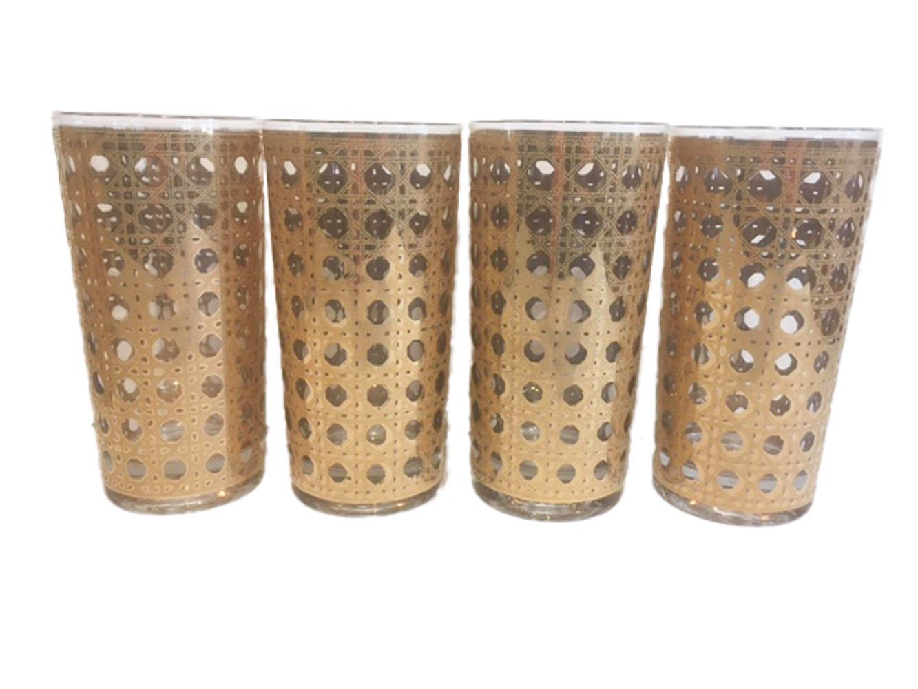 Mid-Century Modern Vintage Ice Bowl Set, Culver Glassware, Ice Bowl and 8 Highball Glasses