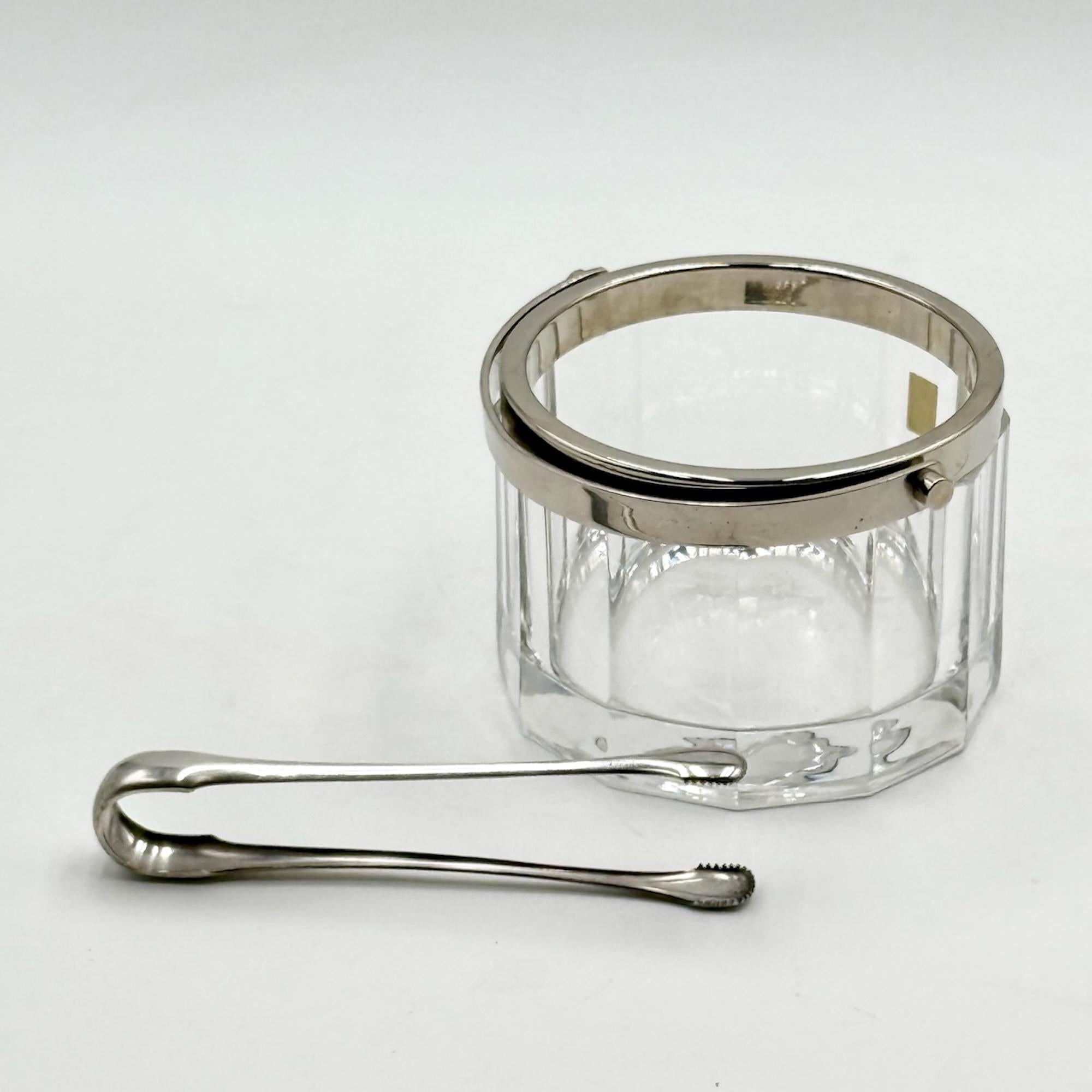 Seau à glace Arnolfo Di Cambio en cristal et métal, design italien des années 80 en vente 4