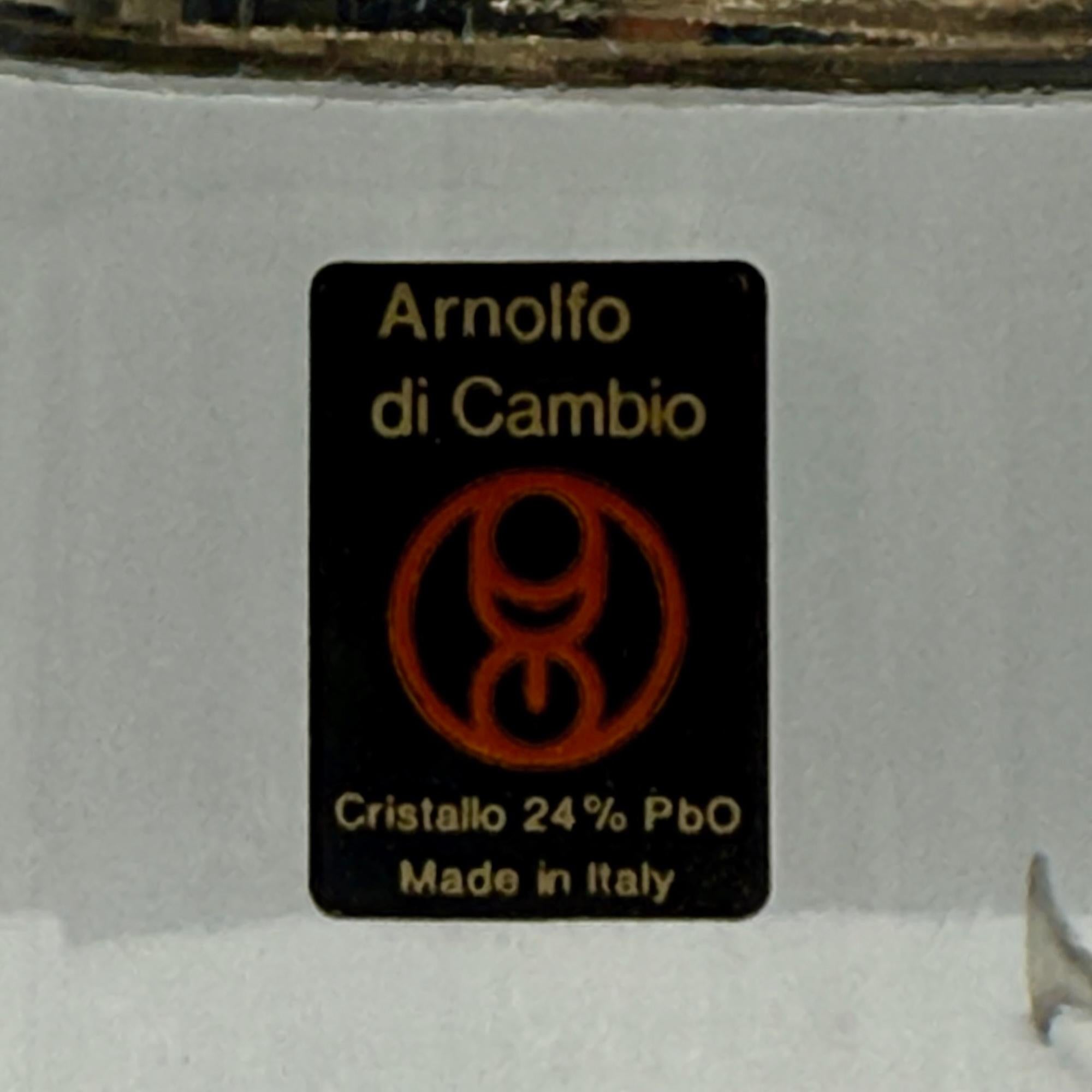 Mid-Century Modern Seau à glace Arnolfo Di Cambio en cristal et métal, design italien des années 80 en vente