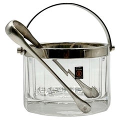 Cubitera vintage Arnolfo di Cambio de cristal y metal, diseño italiano de los 80