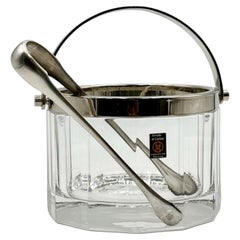 Vintage Ice Bucket Arnolfo Di Cambio in Crystal and Metal, 80s Italian Design