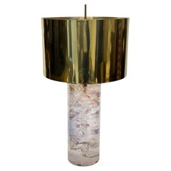 Retro "Ice -Cracked" Resin & Brass Shade Table Lamp