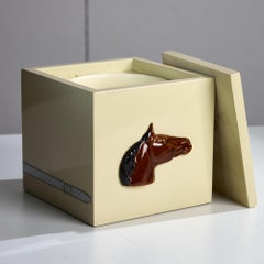 Vintage Ice Cube Holder with Ceramic Horse-Head
