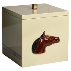 Vintage Ice Cube Holder with Ceramic Horse-Head