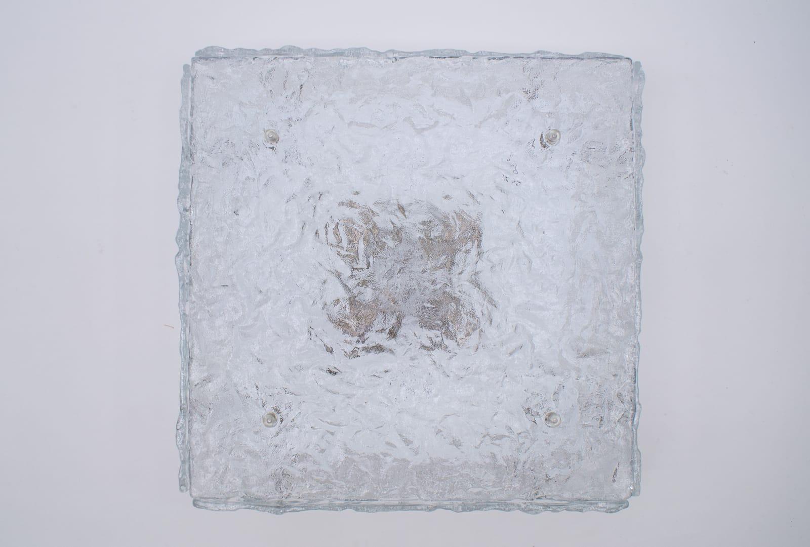 Frosted Vintage Ice Glass Flushmount from Kalmar Franken KG, Austria, 1970s