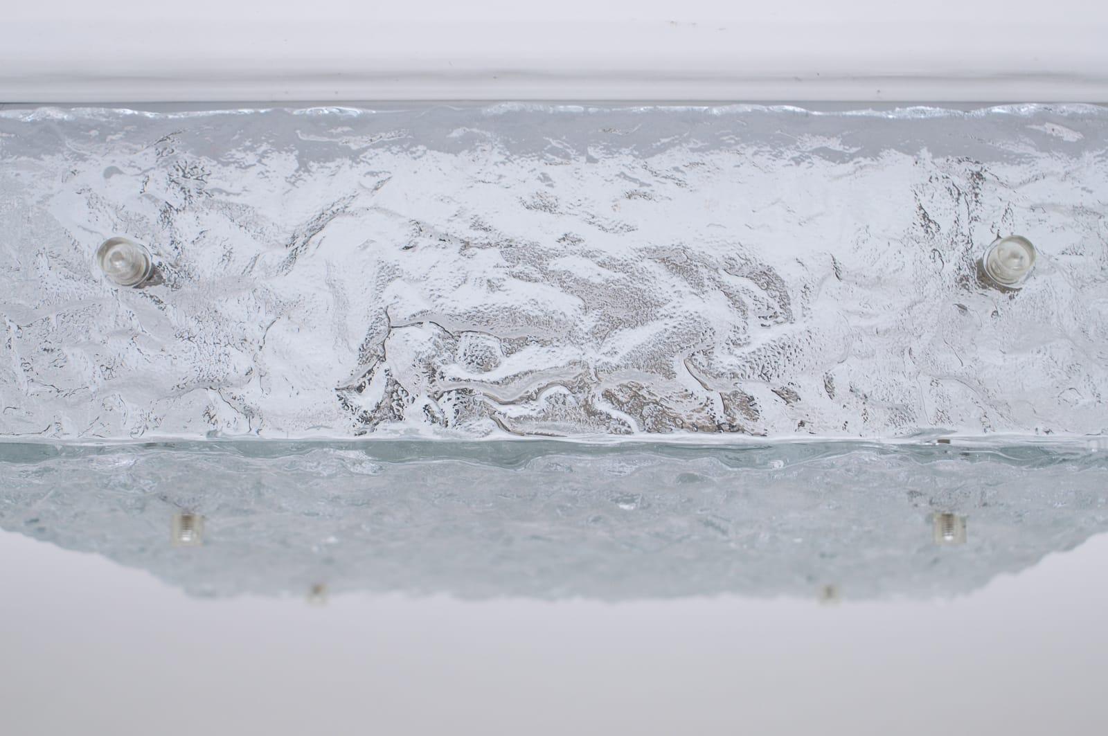 Late 20th Century Vintage Ice Glass Flushmount from Kalmar Franken KG, Austria, 1970s