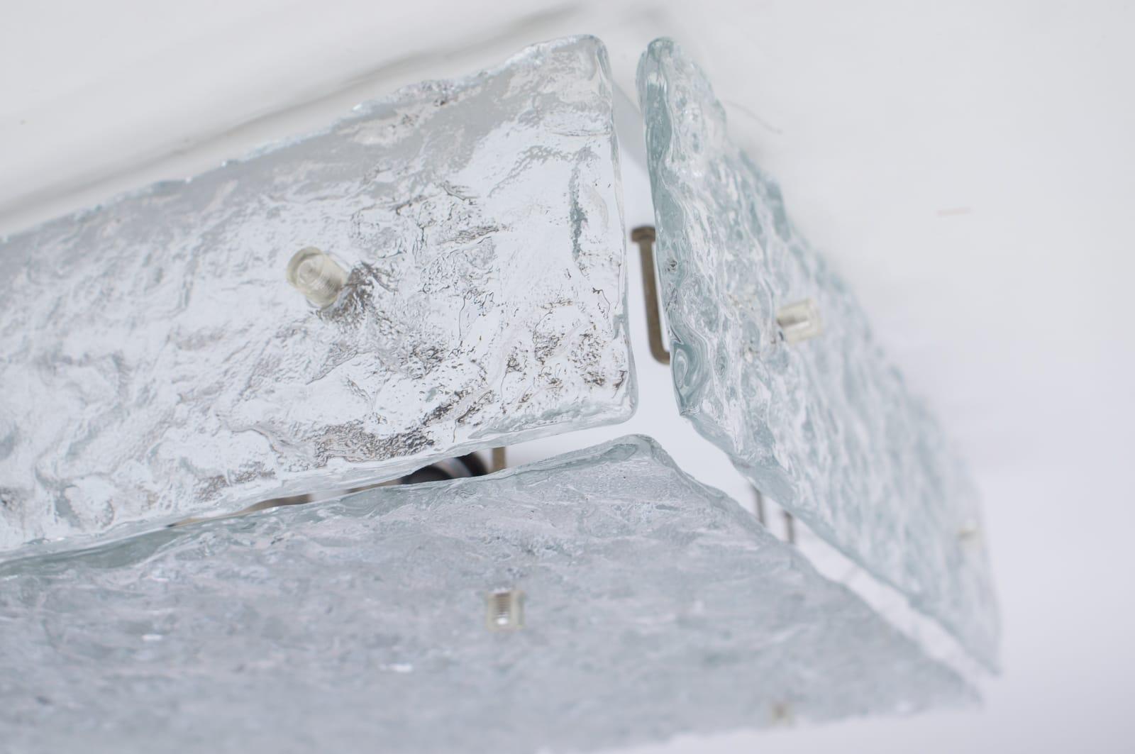 Vintage Ice Glass Flushmount from Kalmar Franken KG, Austria, 1970s 1
