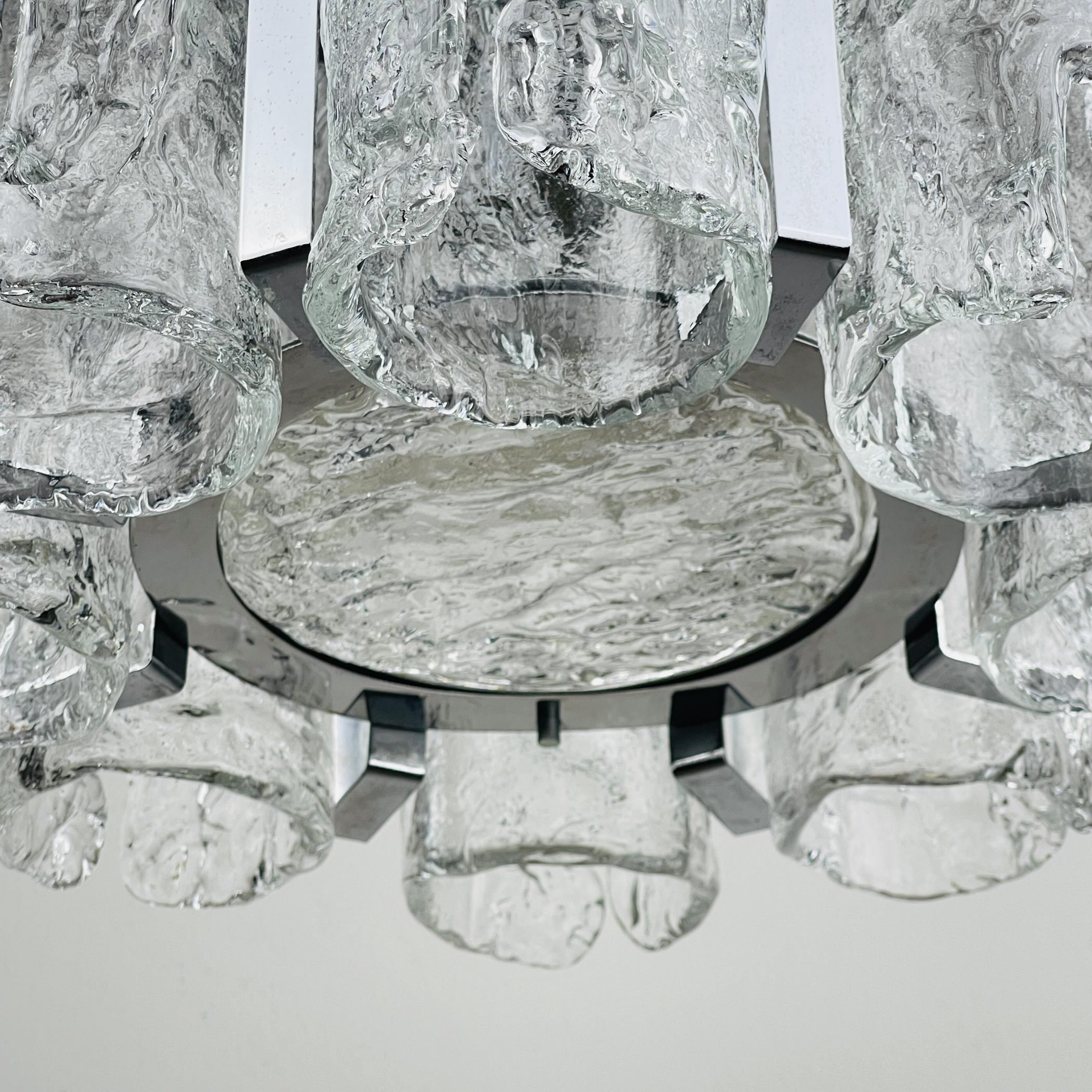 Vintage Ice Murano chandelier by AV Mazzega, Italy 1970s For Sale 4