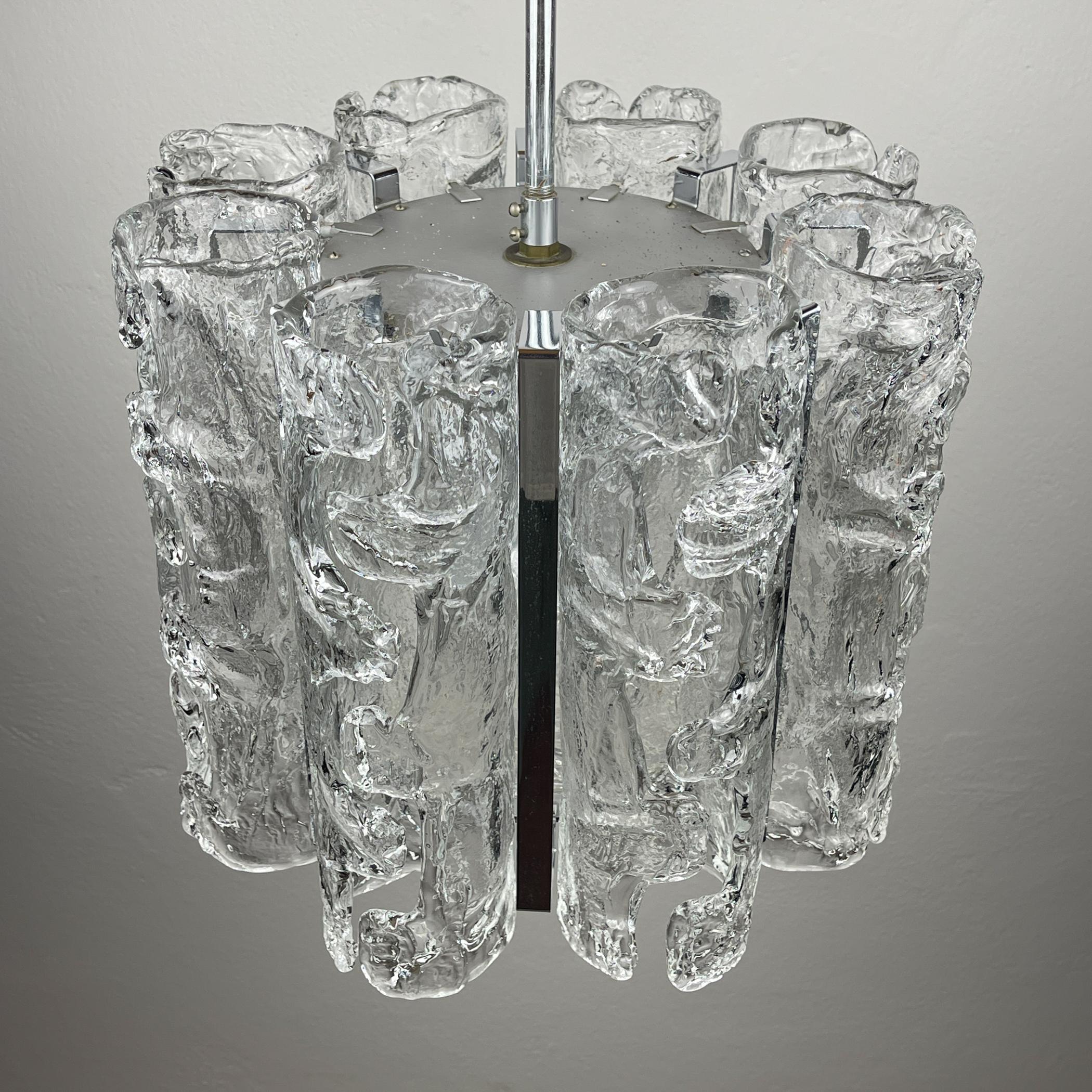 Vintage Ice Murano chandelier by AV Mazzega, Italy 1970s For Sale 6