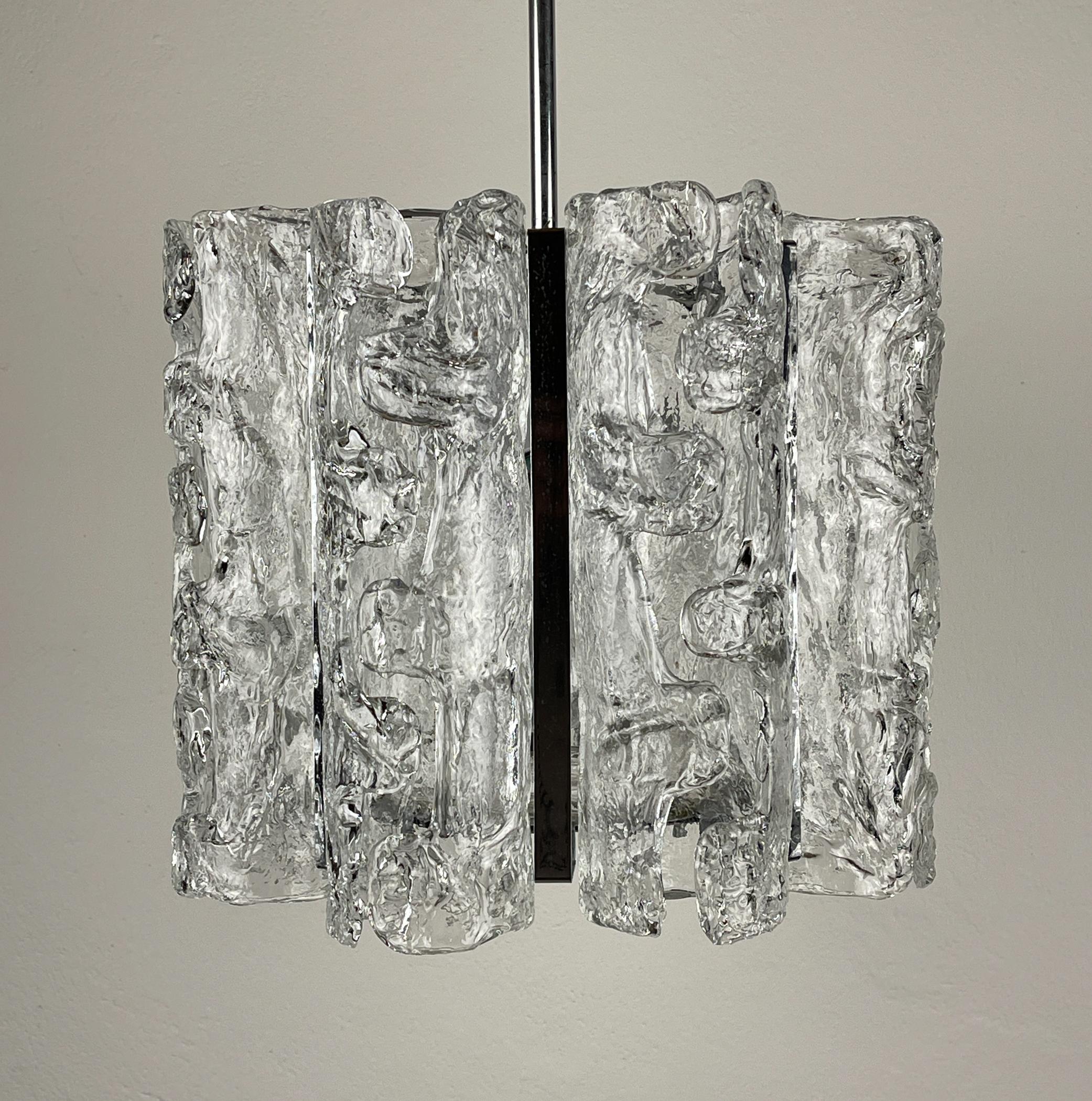 Gorgeous very rare Ice Murano glass chandelier by AV Mazzega made in Italy in the 1970s. AV Mazzega was founded in 1946 by Angelo Vittorio Mazzega. Mazzega and has worked with many internationally renowned designers such as De Lucchi, Piva, Nason