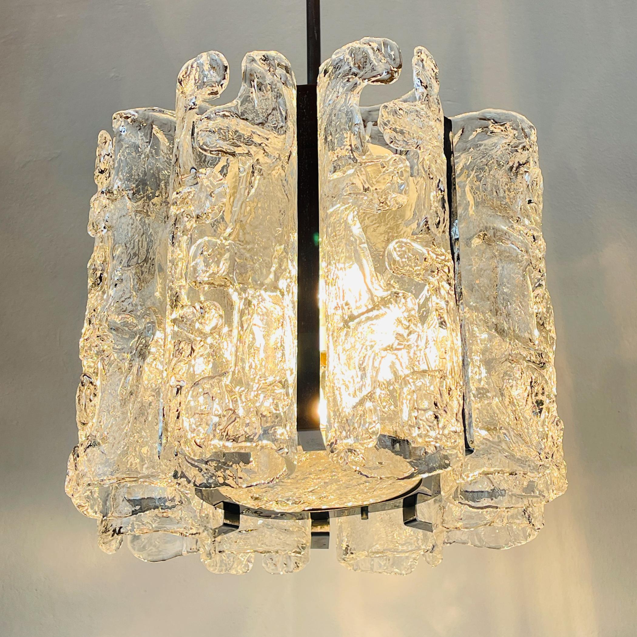 Mid-Century Modern Vintage Ice Murano chandelier by AV Mazzega, Italy 1970s For Sale