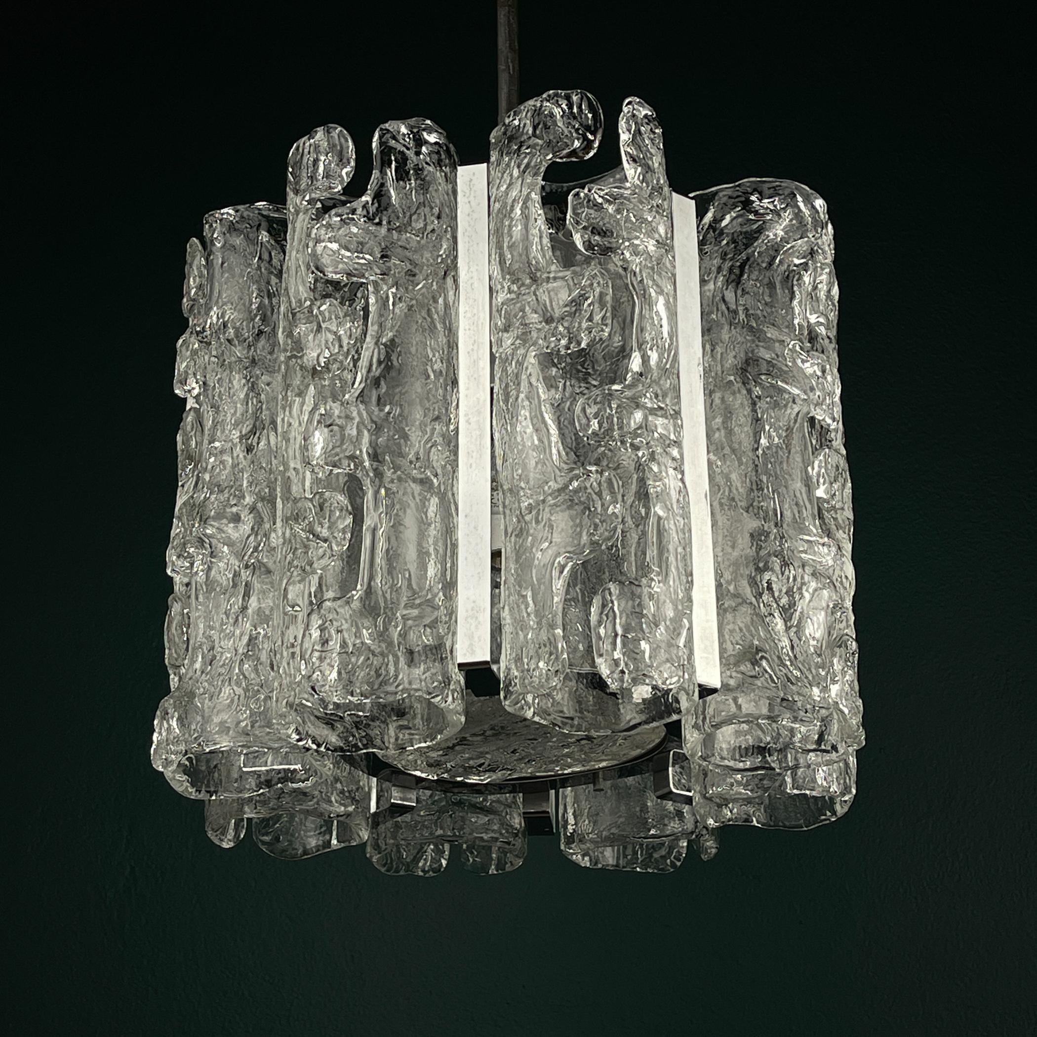 Vintage Ice Murano chandelier by AV Mazzega, Italy 1970s In Good Condition For Sale In Miklavž Pri Taboru, SI