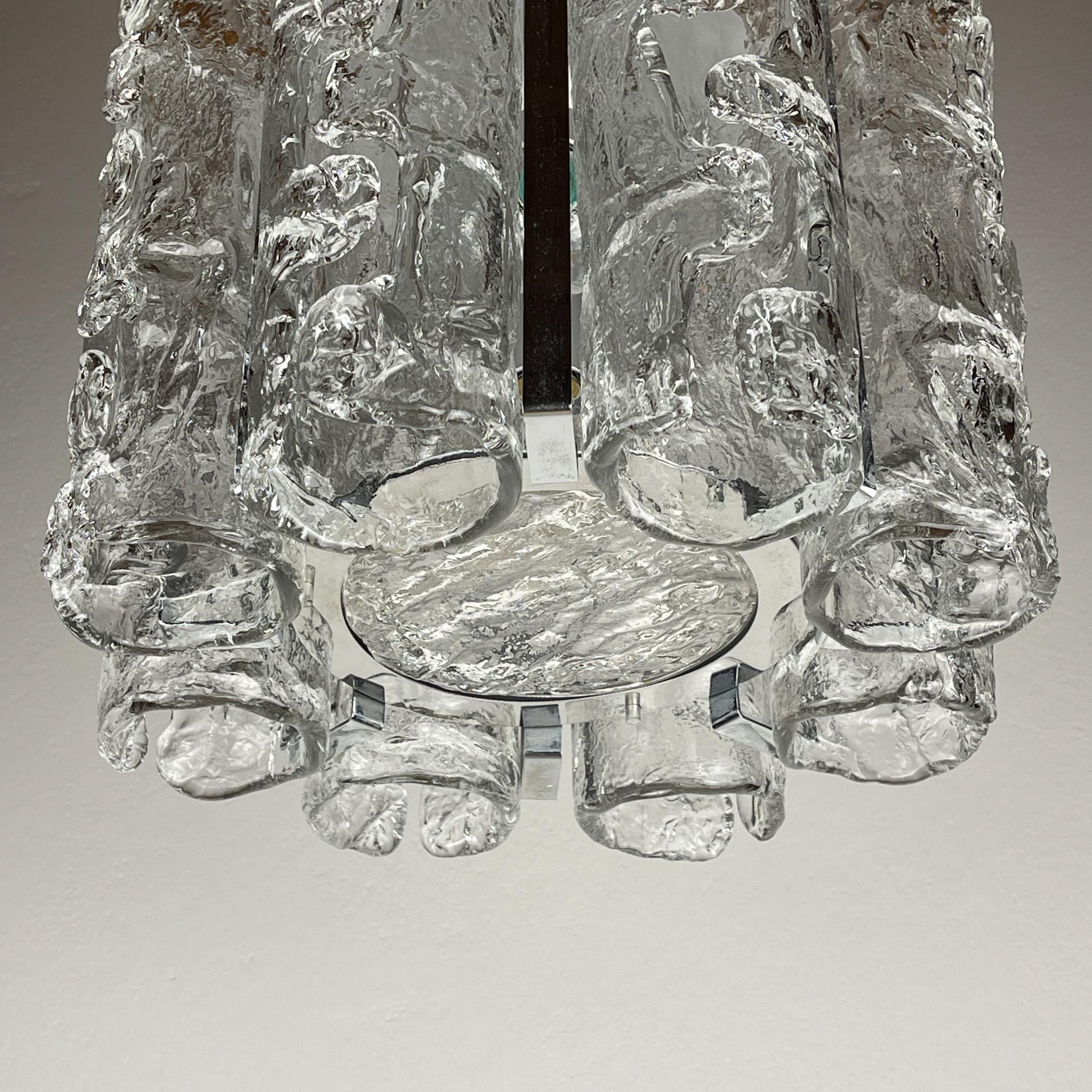 Murano Glass Vintage Ice Murano chandelier by AV Mazzega, Italy 1970s For Sale