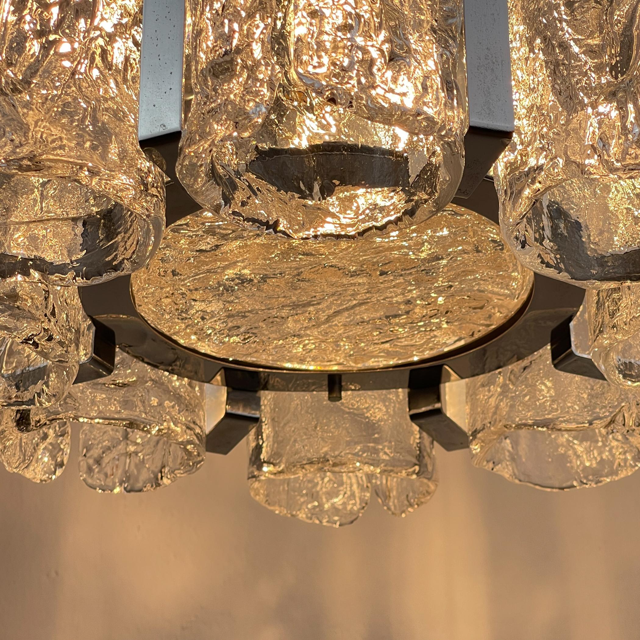 Vintage Ice Murano chandelier by AV Mazzega, Italy 1970s For Sale 1