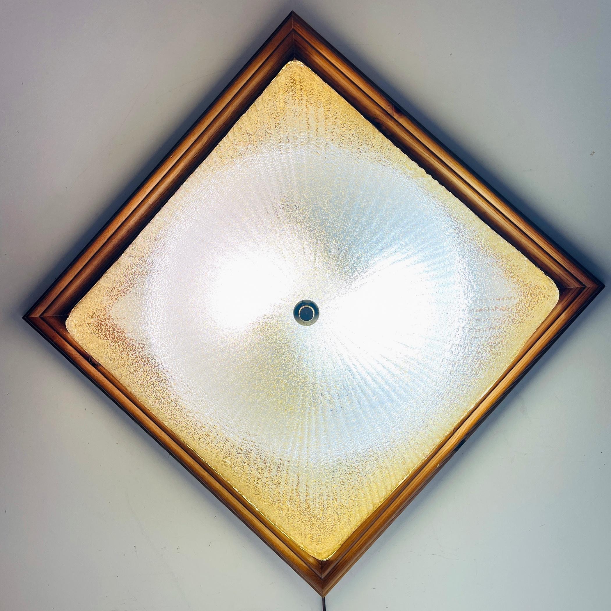 Vintage ice murano glass ceiling lamp Italy 1970s In Good Condition For Sale In Miklavž Pri Taboru, SI