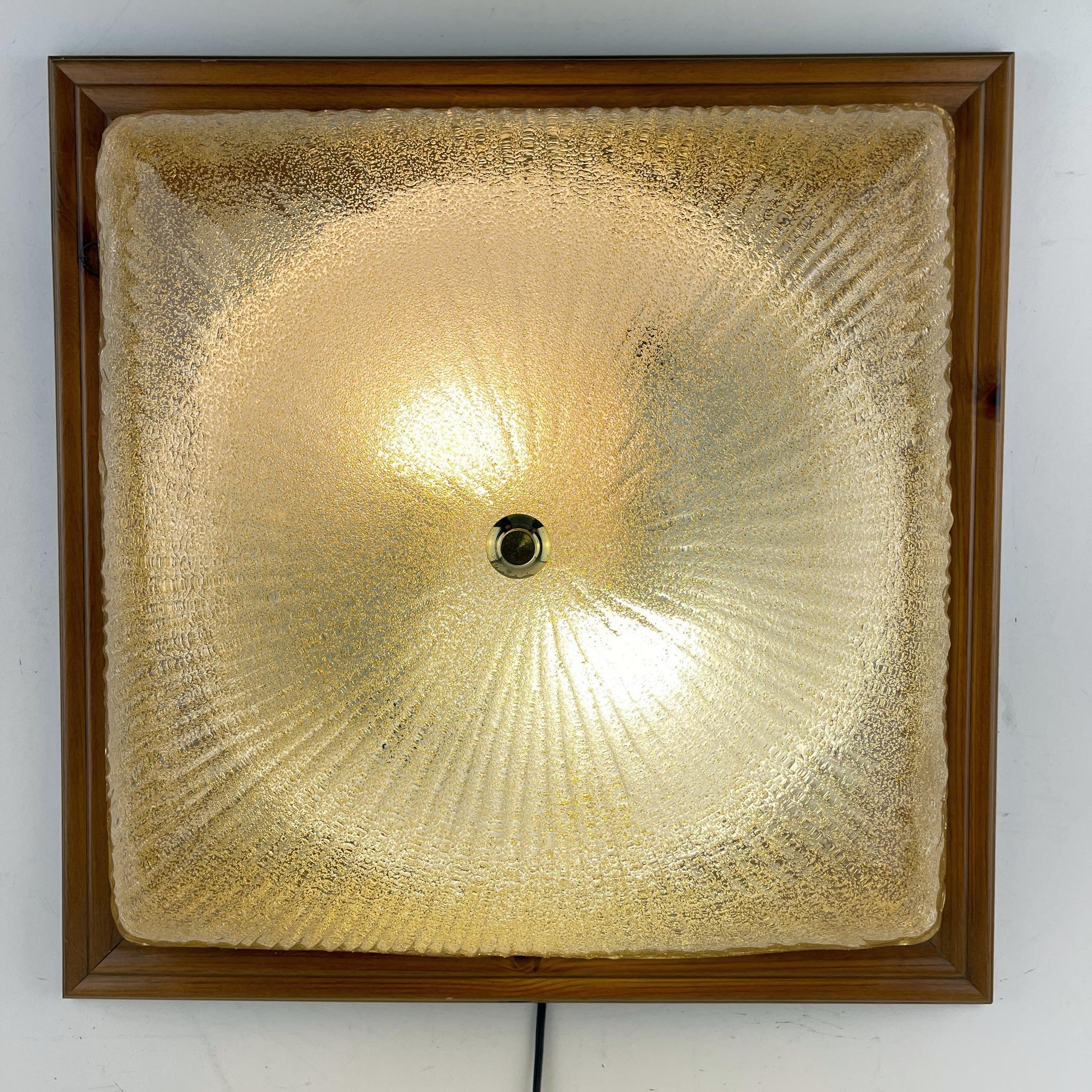 20th Century Vintage ice murano glass ceiling lamp Italy 1970s For Sale