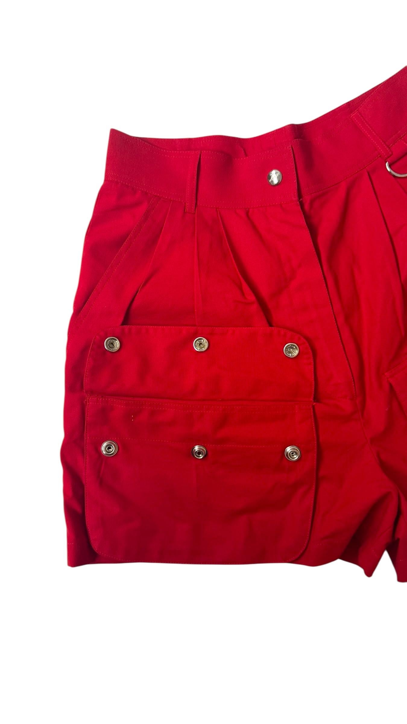 da uomo o donna Vintage Iceberg Red Cotton Utility Shorts - No import duty! We pay for it in vendita