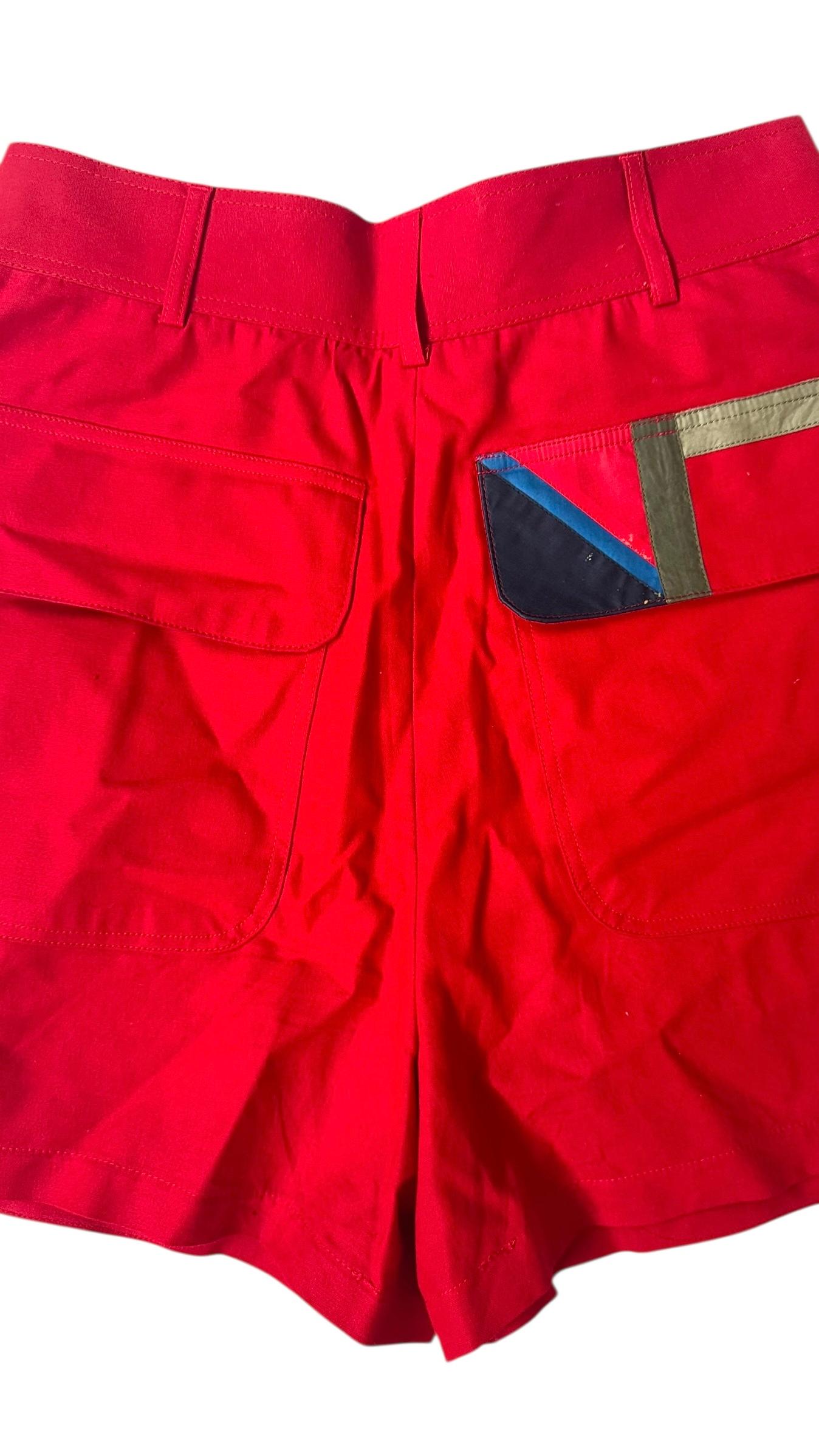 Vintage Iceberg Red Cotton Utility Shorts - No import duty! We pay for it in vendita 2