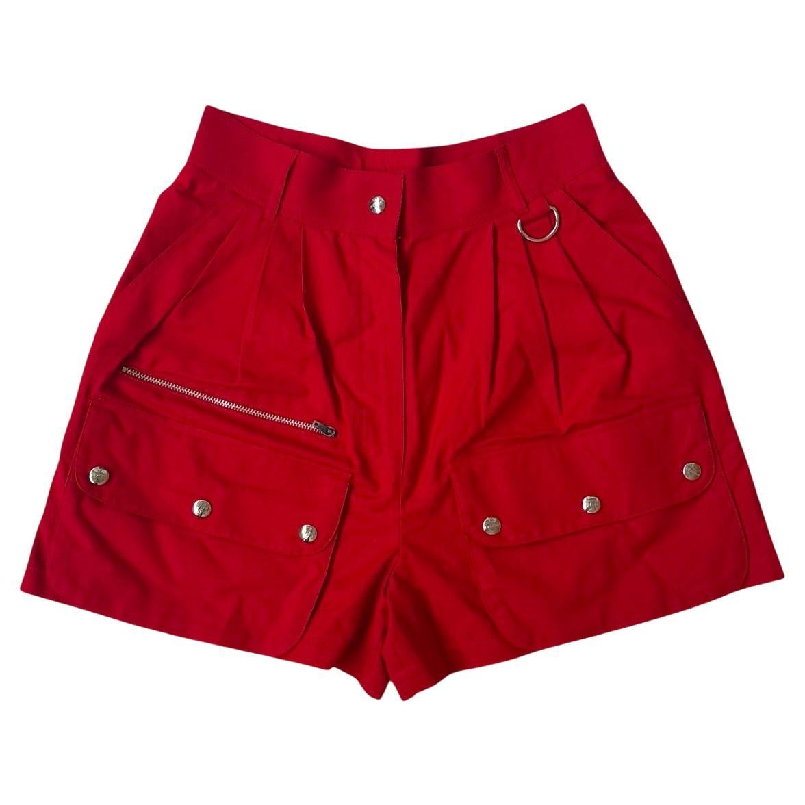 Vintage Iceberg Red Cotton Utility Shorts - No import duty! We pay for it in vendita
