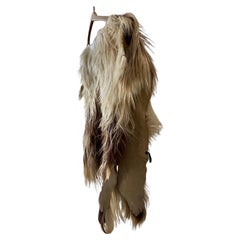 Vintage Icelandic Sheepskin Fur Poncho Capelet in Natural Brown and Cream
