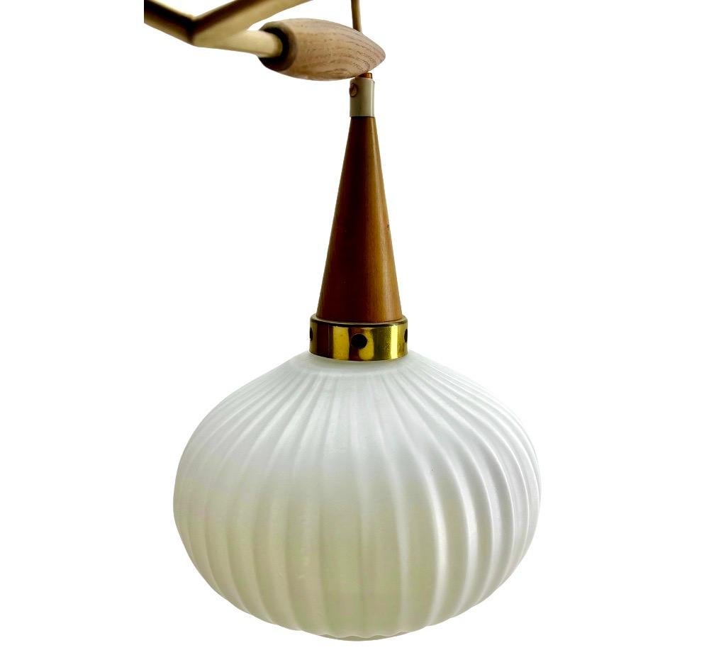 Machine-Made Vintage iconic 3 Globes Cascade lamp by Massive Belgium 1960s For Sale