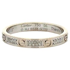 Vintage Iconic CARTIER Pave Diamond LOVE Mini 3mm Gold Band Ring