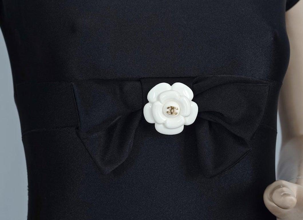 Gray Vintage Iconic CHANEL Camellia Flower Bow Bathing Suit Swimsuit Bodysuit