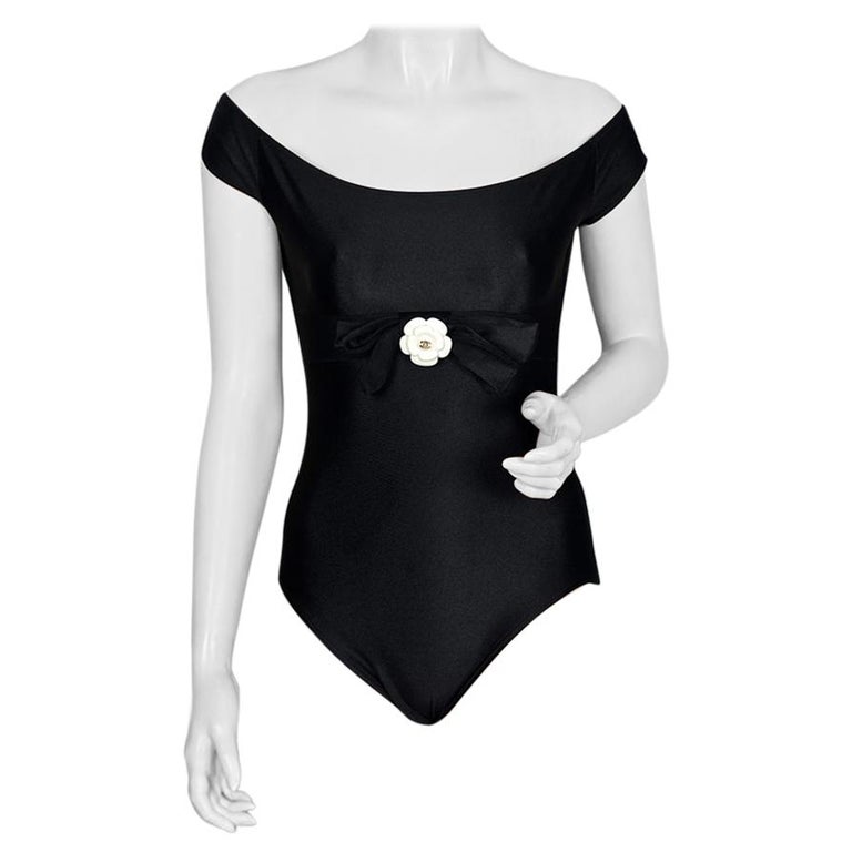 Chanel Gray CC Logo One-Piece Bodysuit size 40. - Depop