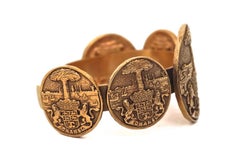 Vintage Iconic CHANEL Lion Crest Disc Cuff Bracelet