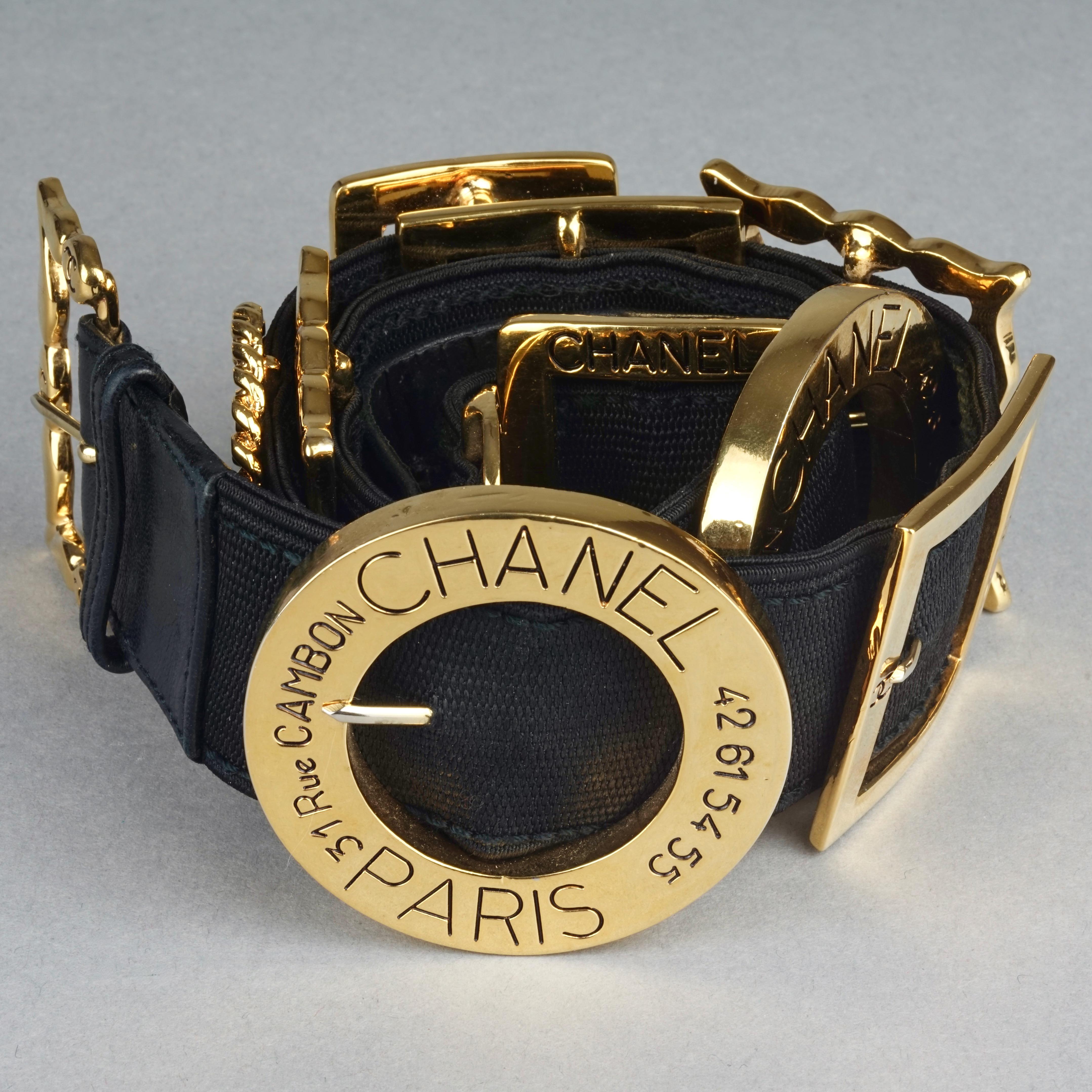 Vintage Iconic CHANEL Logo Multi Schnalle Gürtel 5