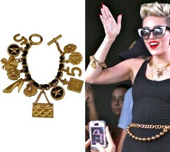 Vintage Iconic CHANEL Lucky Charm Leather Chain Bracelet