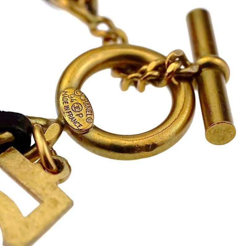 Vintage Iconic CHANEL Lucky Charm Leather Chain Bracelet 2