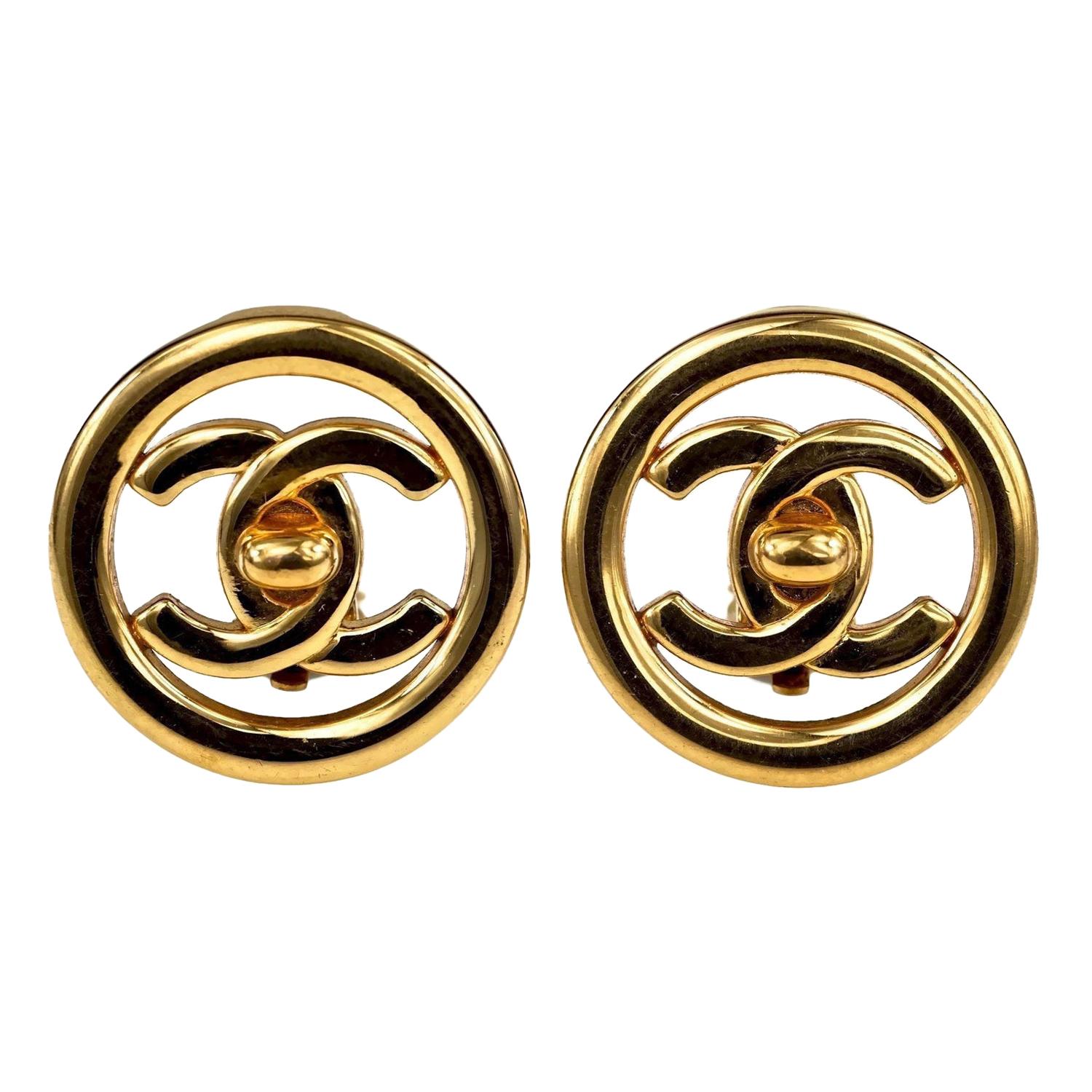 Vintage Iconic CHANEL Turnlock Openwork Earrings