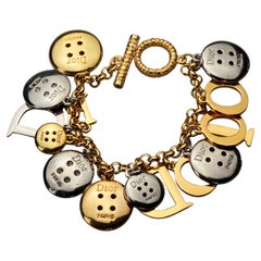 Vintage Iconic CHRISTIAN DIOR Letters and Buttons Charm Bracelet