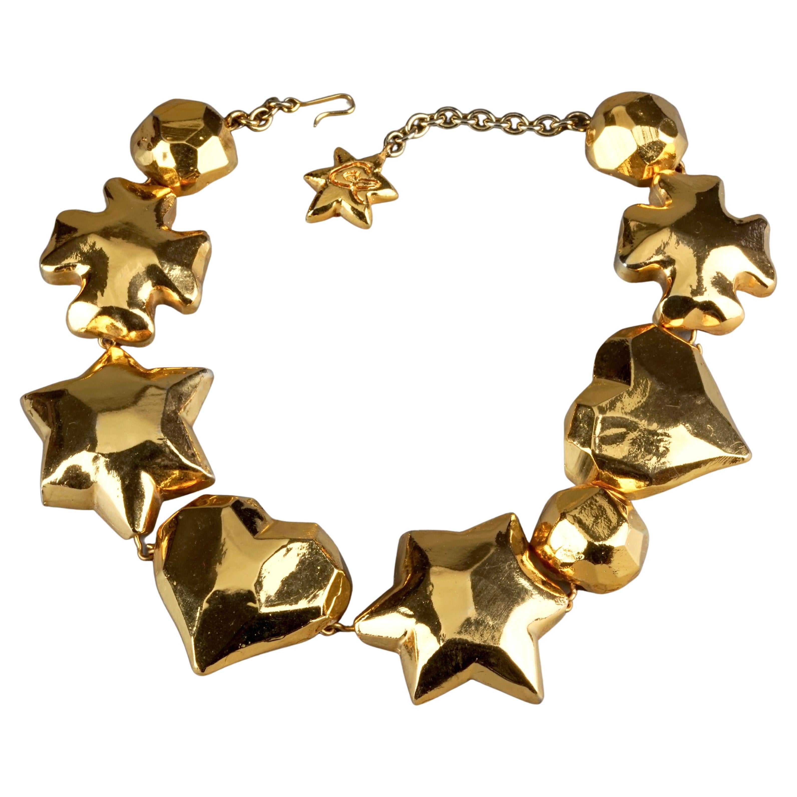 Vintage Iconic CHRISTIAN LACROIX Cross Star Heart Choker Necklace For Sale