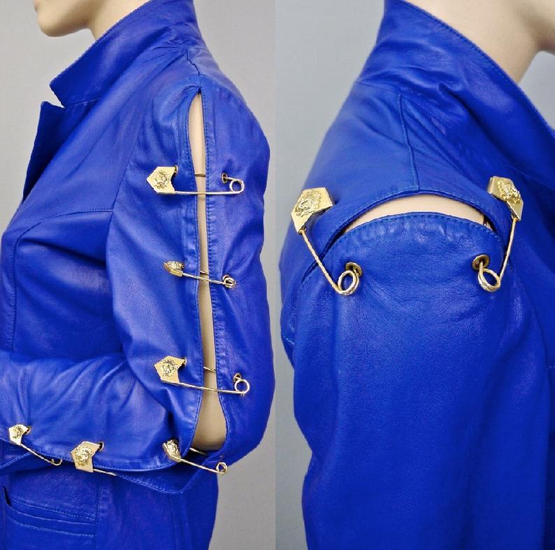 vintage blue leather jacket