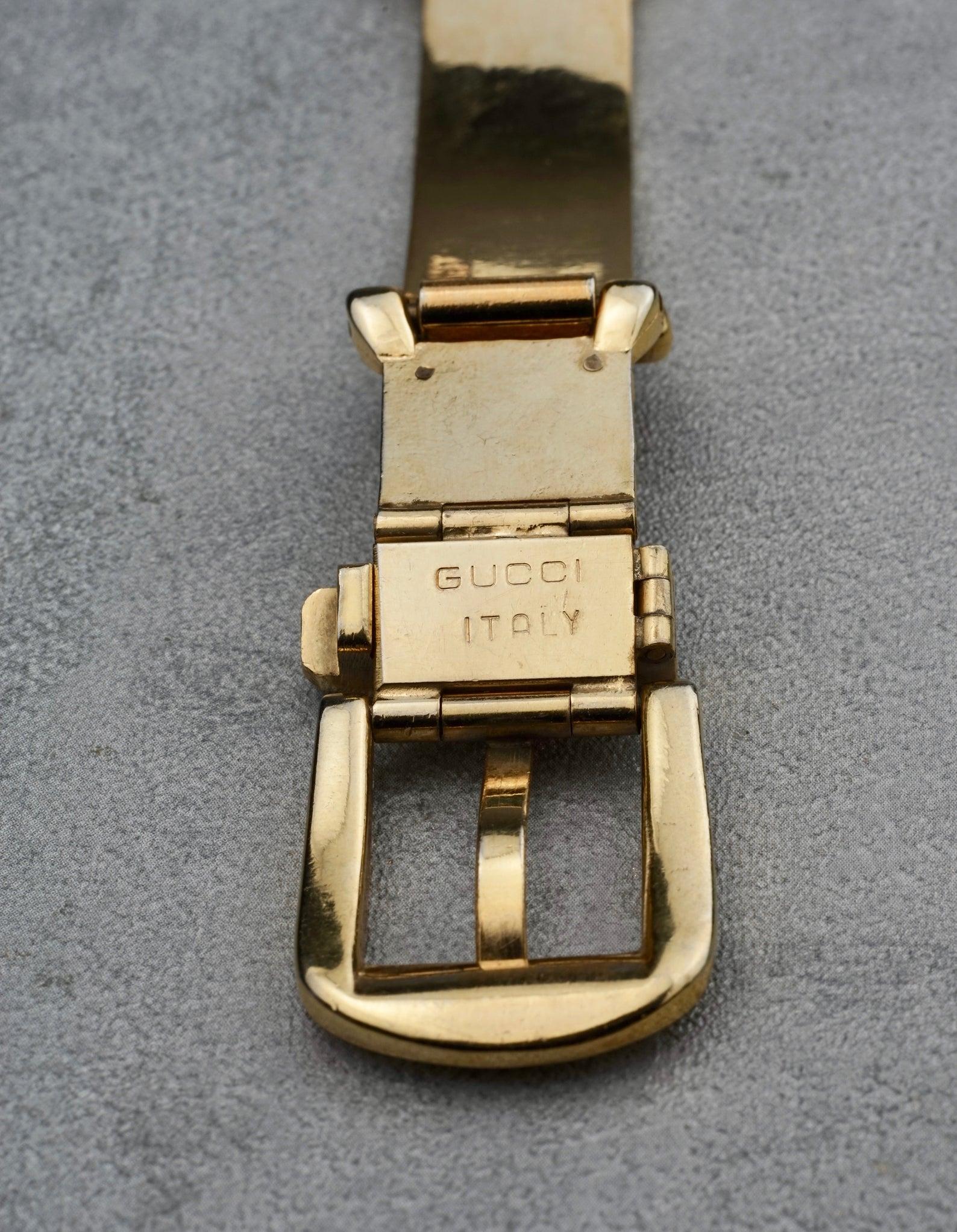 Vintage Iconic GUCCI Gold Enamel Buckle Belt For Sale 2