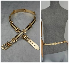 Vintage Iconic GUCCI Gold Enamel Buckle Belt