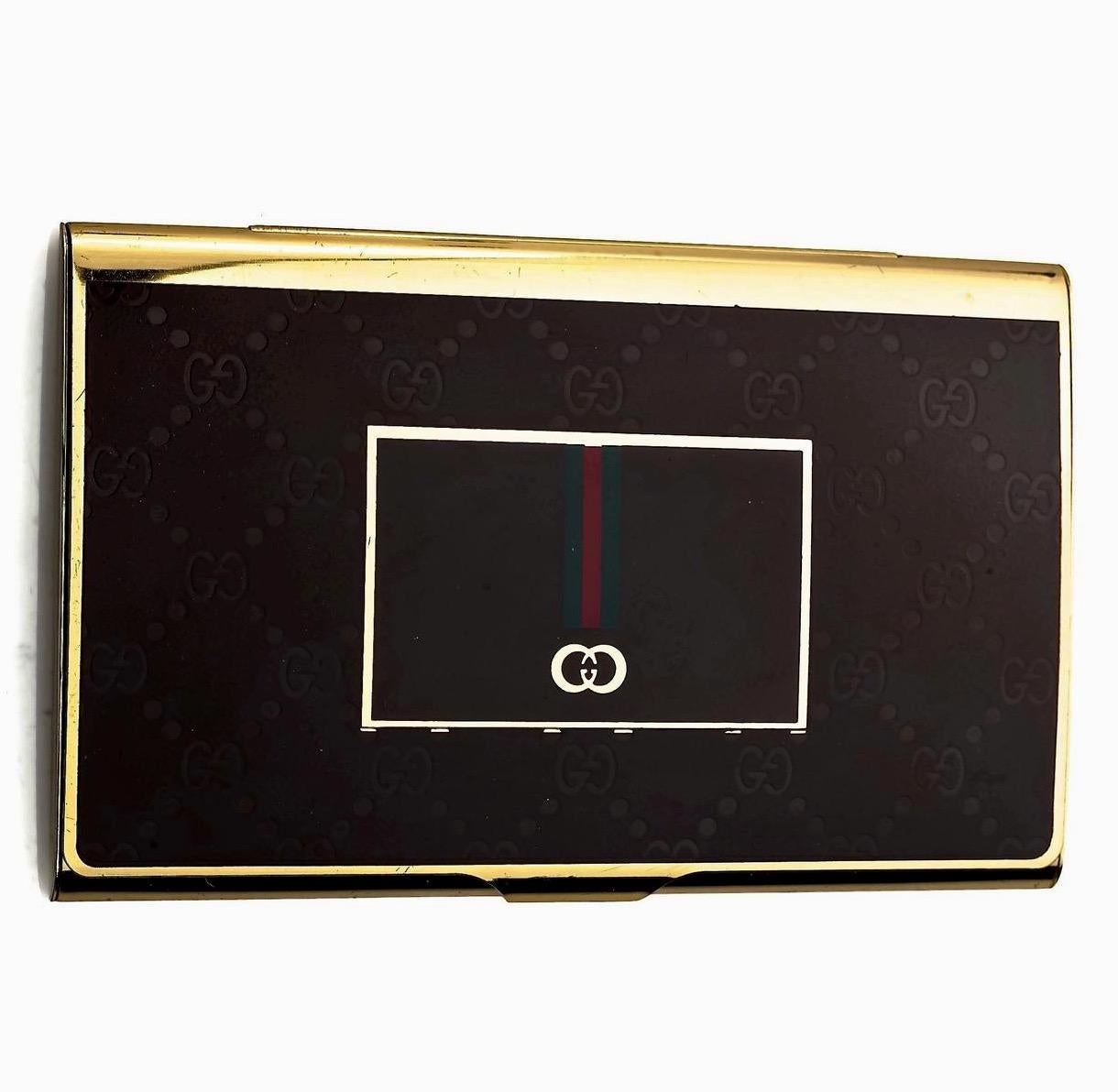 Iconic GUCCI Logo-Emaille-Bücherkartenhalter, Vintage für Damen oder Herren